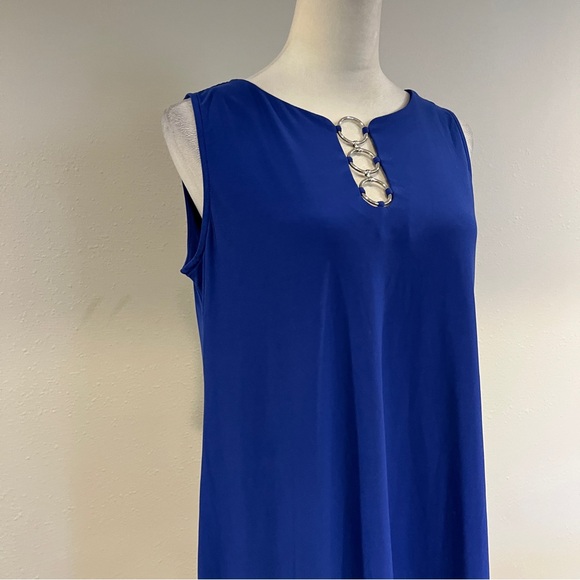 Roz & Ali casual royal Blue Sleeveless stretchy mini Dress size large - Picture 3 of 10